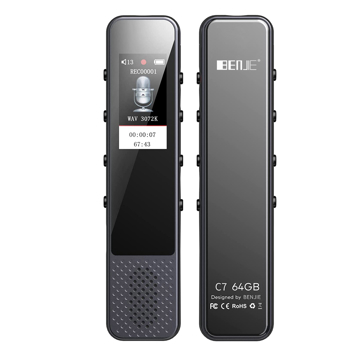 MP4 პლეერი + ხმის ჩამწერი Benjie BJ-C7, 1.0" OLED Screen, 16GB, MP4 Player + Voice recorder, Black/Silver