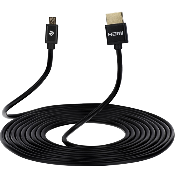 USB კაბელი 2E 2EW-1121-2m, Slim, High Speed, USB 2.0 to Micro USB Cable, 2m, Black