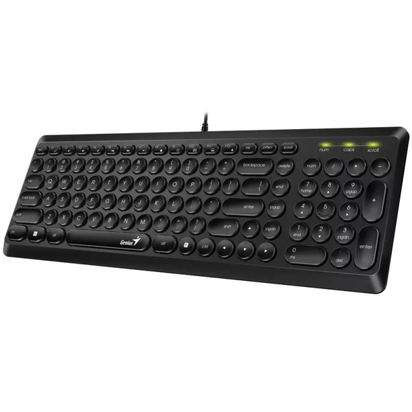 Genius SlimStar Q200, Wired, USB, Classic Keyboard, Black