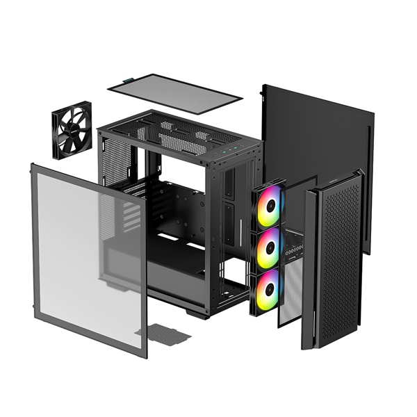 ქეისი Deepcool CG560, Computer Case, MidT, ATX, Mini-ITX, Micro-ATX, E-ATX, 2xUSB 3.0, Black