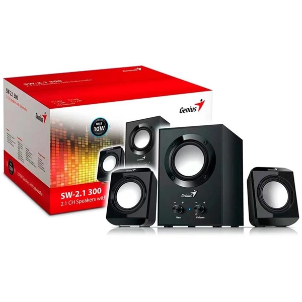 დინამიკი Genius SW-2.1 300, 2.1 Speakers with Subwoofer, 100-240V/10W, 3.5mm, Black