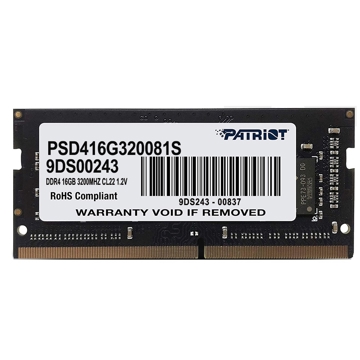 ოპერატიული მეხსიერება Patriot PSD416G320081S, RAM 16GB, DDR4 SODIMM, 3200 MHz