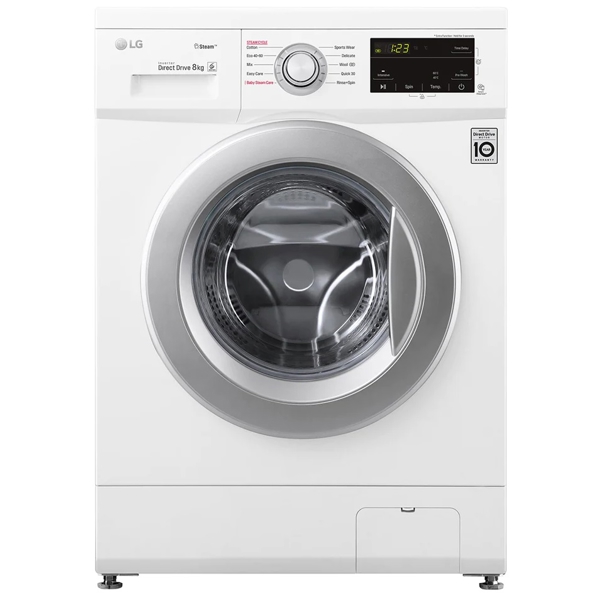 სარეცხი მანქანა LG F4J3TS4WE, 8Kg, D, 1400Rpm, 75Db, Washing Machine, Silver