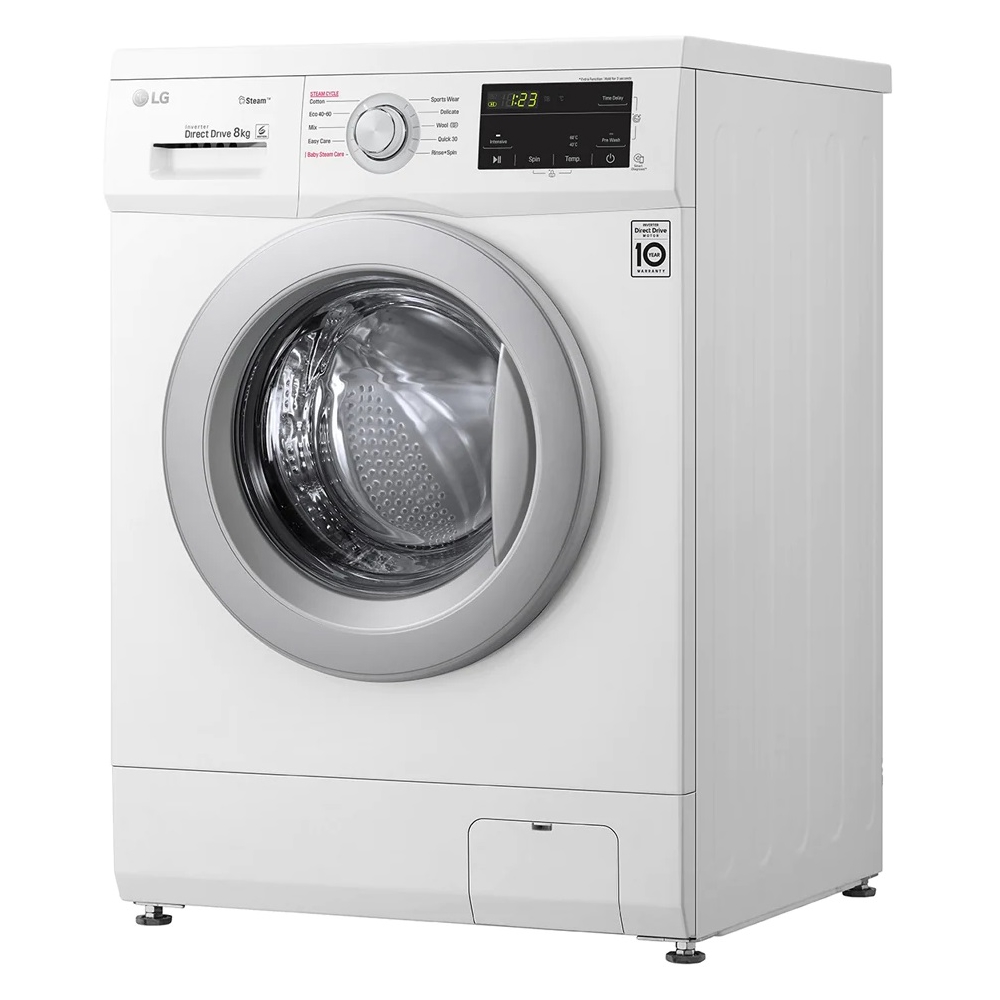სარეცხი მანქანა LG F4J3TS4WE, 8Kg, D, 1400Rpm, 75Db, Washing Machine, Silver