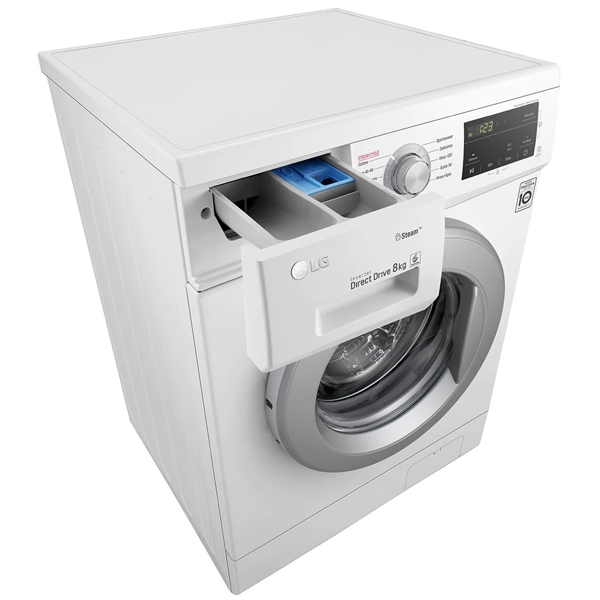 სარეცხი მანქანა LG F4J3TS4WE, 8Kg, D, 1400Rpm, 75Db, Washing Machine, Silver