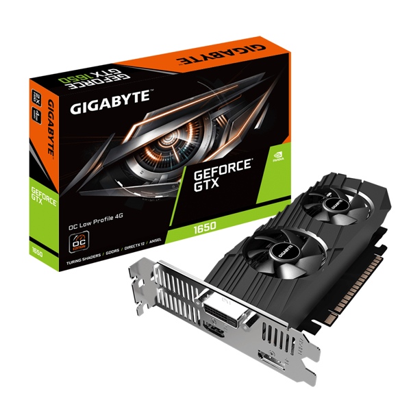 ვიდეო დაფა Gigabyte GeForce GTX1650 OC, 4GB, 128Bit, HDMI, DP, DVI-D, Black