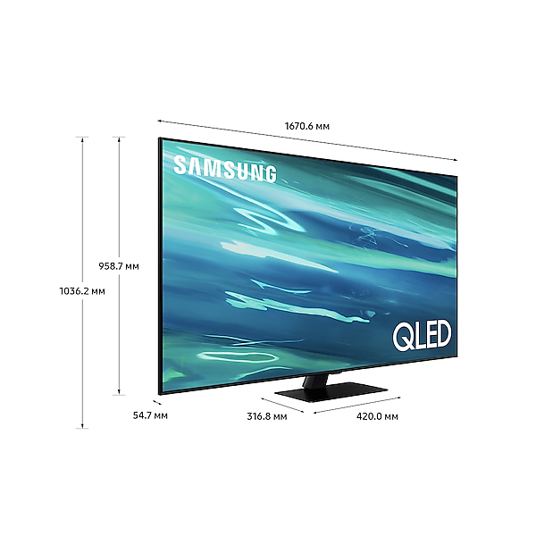 ტელევიზორი Samsung QE75Q80AAUXRU, 75", 4K UHD, Smart TV, HDMI, USB, RJ-45, CI, BT, Wifi, Dark Silver
