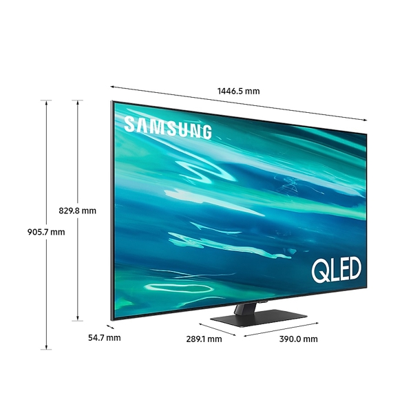 ტელევიზორი Samsung QE65Q80AAUXUA, 65", 4K UHD, Smart TV, HDMI, USB, LAN, CI, BT, Wifi, Silver