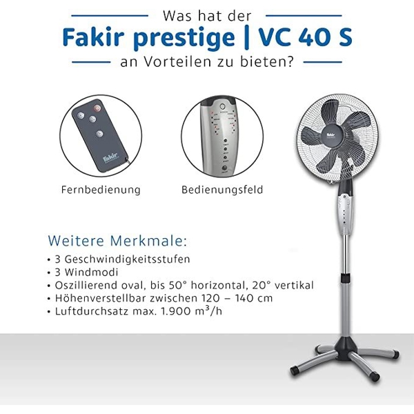 ვენტილატორი Fakir VC 40 FAN, 55W, Fan, Black/Silver