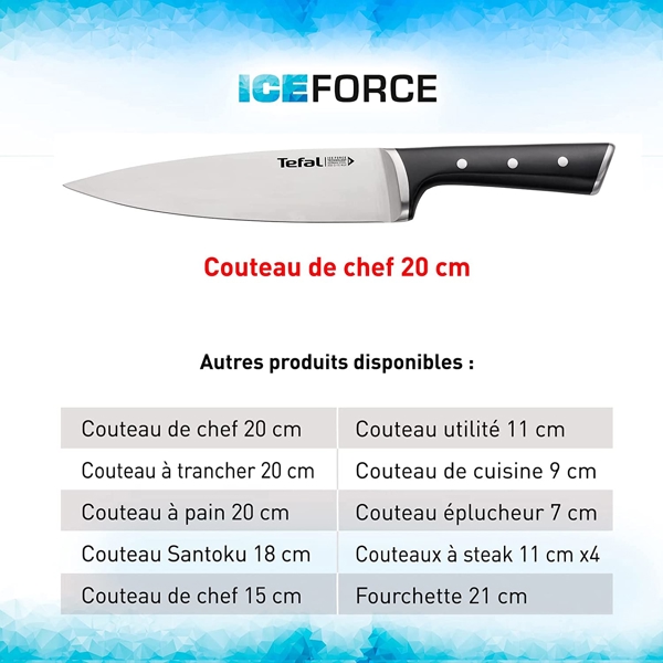 დანა Tefal K2320214 Iсe Force Chef Knife, 20cm, Black