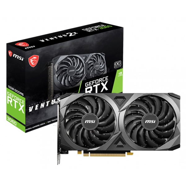 ვიდეო დაფა MSI GeForce RTX3060 Ventus 2X OC, 12GB, 192bit, HDMI, DP, Black