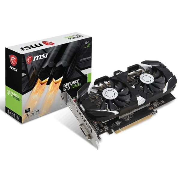 ვიდეო დაფა MSI Geforce GTX1050 Ti OC V1, 4GB, 128bit, HDMI, DP, DVI-D, Black