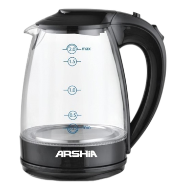 Arshia GK110-2897, 2000W, 2L, Electric Kettle, Black