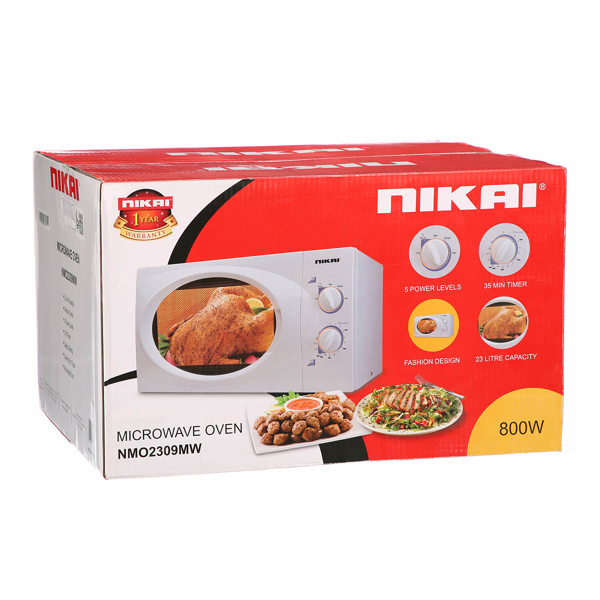 მიკროტალღური ღუმელი Nikai NMO2309MW, 800W, 23L, Microwave Oven, White