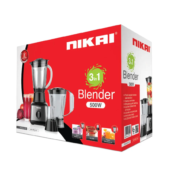 ბლენდერი Nikai NB3900GEB, 500W, 3in1, 1500ML, Blender, Grey