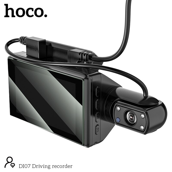 მანქანის ვიდეო რეგისტრატორი Hoco DI07 Dual Driving Recorder, HDMI Out, Mic, USB, Black