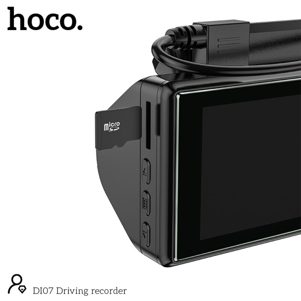 მანქანის ვიდეო რეგისტრატორი Hoco DI07 Dual Driving Recorder, HDMI Out, Mic, USB, Black