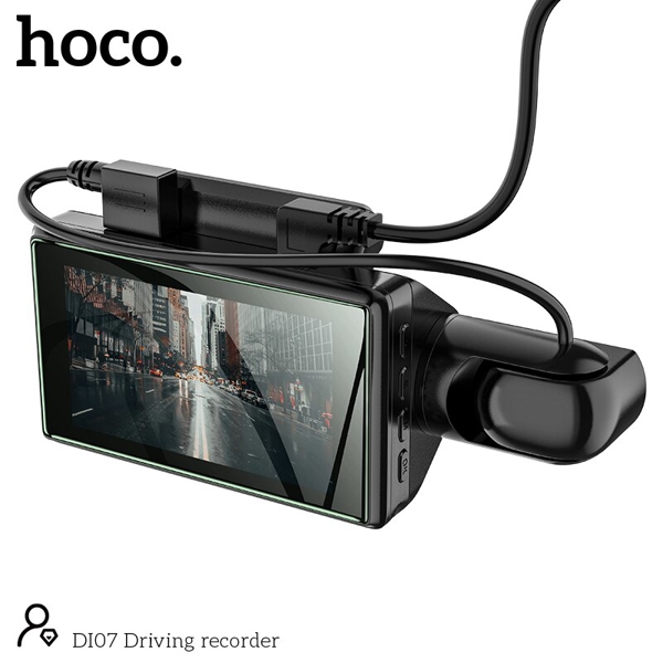 მანქანის ვიდეო რეგისტრატორი Hoco DI07 Dual Driving Recorder, HDMI Out, Mic, USB, Black