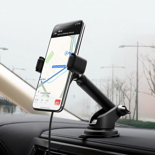 მობილურის დამჭერი Hoco S12, Smartphone Car Holder, Wireles Charger, Black