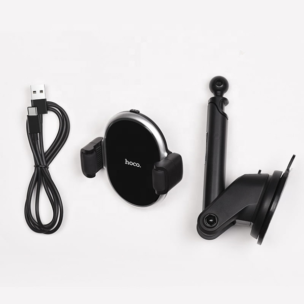 მობილურის დამჭერი Hoco S12, Smartphone Car Holder, Wireles Charger, Black