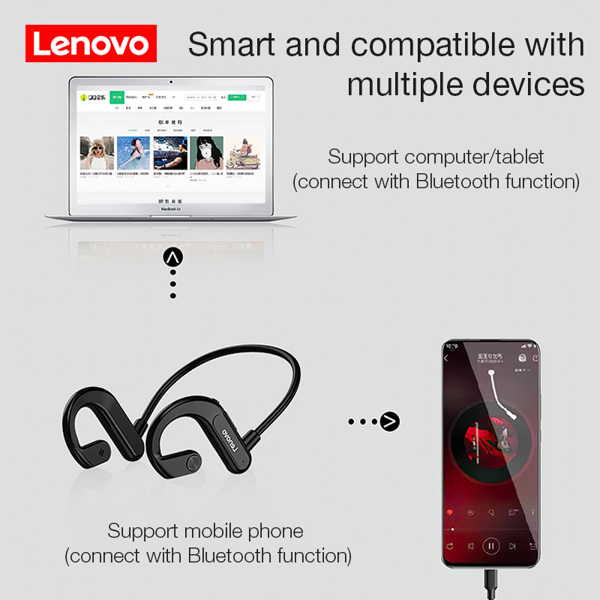 ყურსასმენი Lenovo X3, Headphones, Wireless, Bluetooth, IPX5, Black