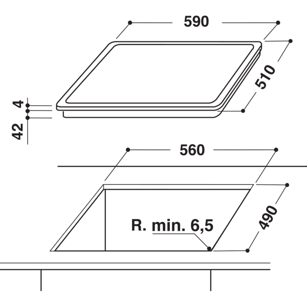 ჩასაშენებელი ქურის ზედაპირი  Whirlpool Hob AKT 8090/NE 4 Cooking Zone, Glass, Black