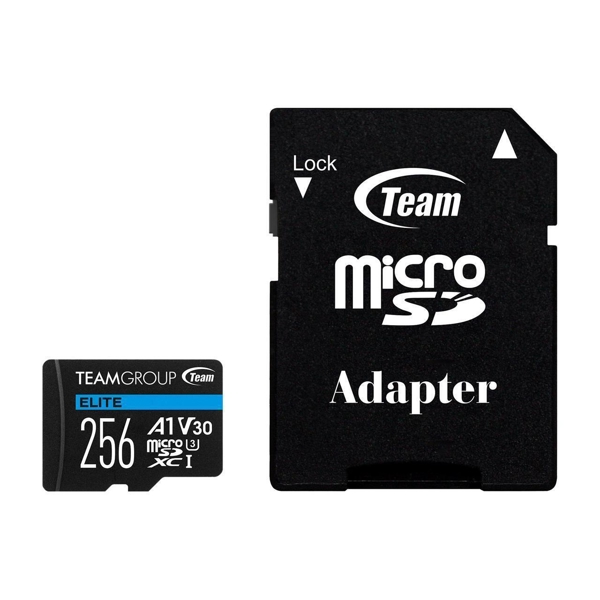 მეხსიერების ბარათი Team Group 256GB uSDXC, UHS-I U3 V30 A1, R90/W45MB/s, Black