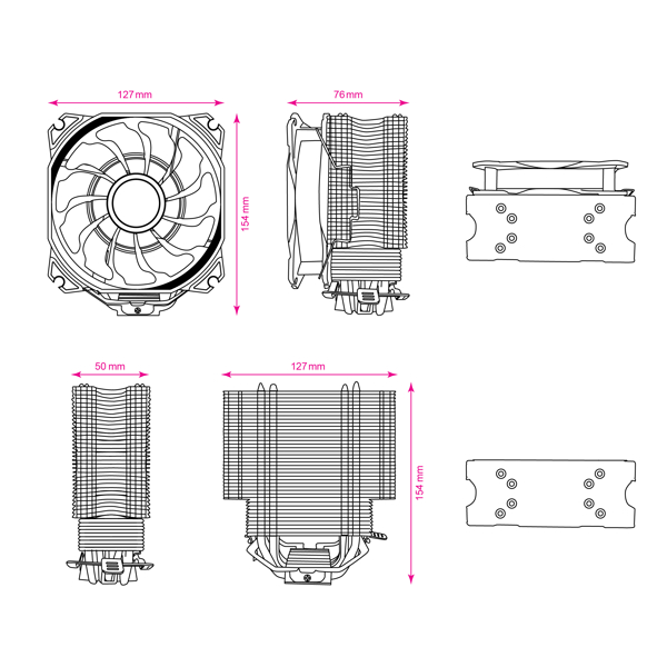 ქულერი 2E 2E-AC120D4-ARGB, 120mm, 1700RPM, Cooler, RGB