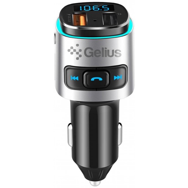 მანქანის დამტენი Gelius GP-FMT040, USB, Bluetooth, Black/Silver