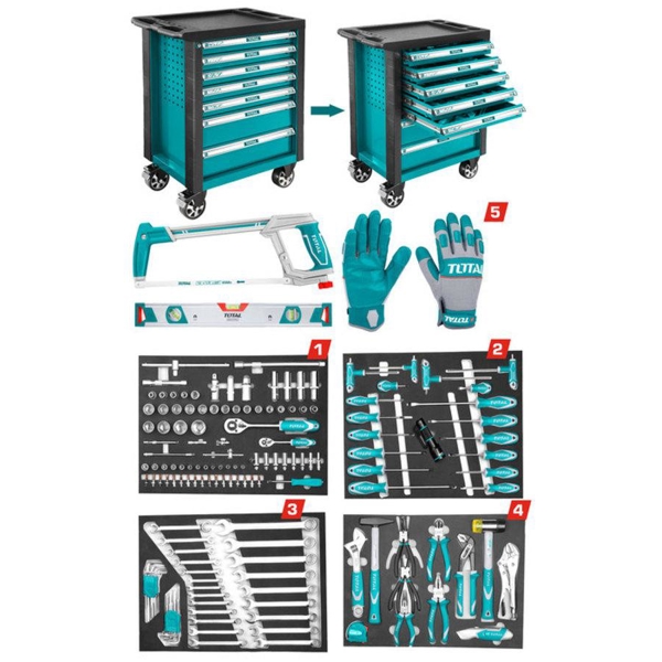 Total THPTCS71621 Tool Chest Set 162 Pcs Blue