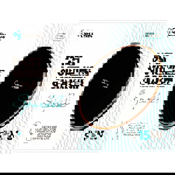 უსადენო დამტენი Gelius GP-WC003 Sparkle, 15W, Type-C, Wireless Charger, Black