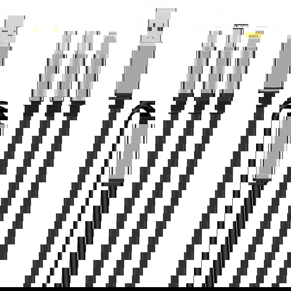 USB კაბელი Gelius GP-UC102 Pro Squid, 3 in 1, MicroUSB, Lightning, Type-C Cable, 1M, Black