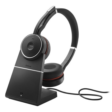 ყურსასმენი სადგამით Jabra Evolve 75 Stereo MS Charging stand & Link 370, Wireless, USB-A, BT, Black