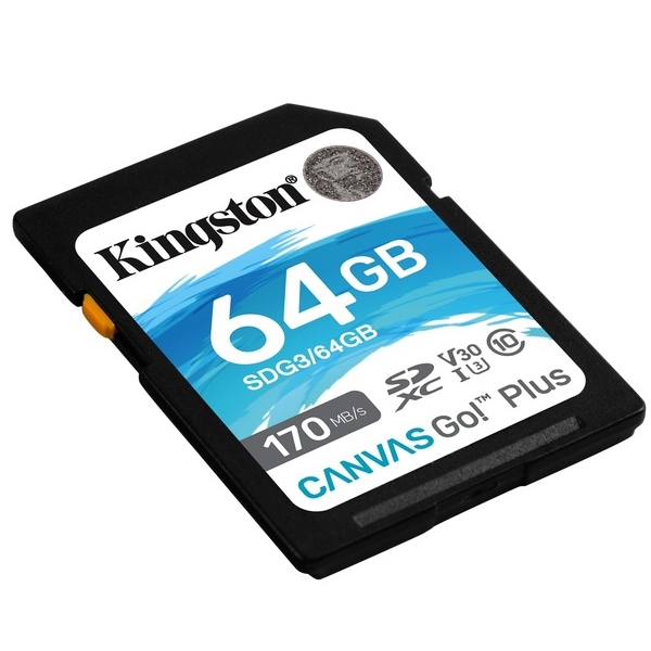 Kingston SDG3/64GB, 64GB, SDXC, UHS-I Class 10, U3, Black