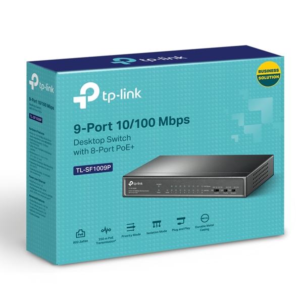 TP-Link TL-SF1009P, 9-port, PoE + Switch, Black