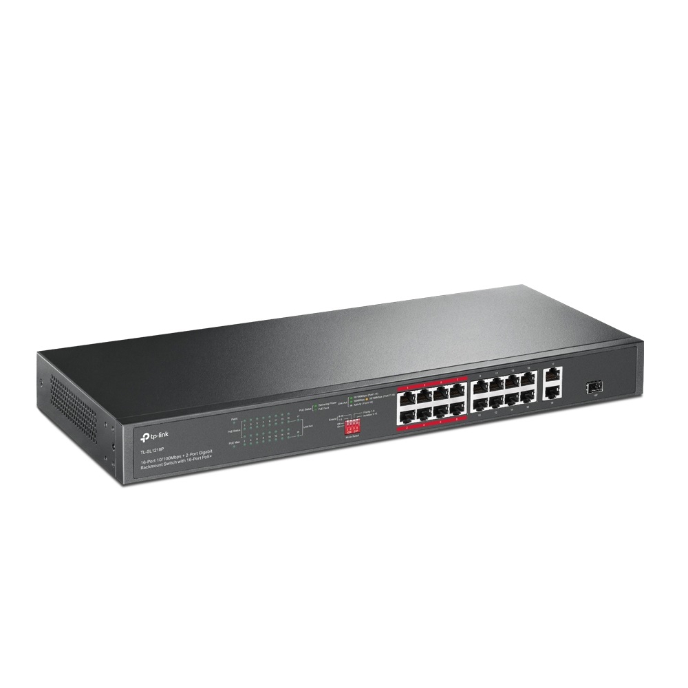 სვიჩი TP-Link TL-SL1218P, 16-Port, PoE + Switch, Black
