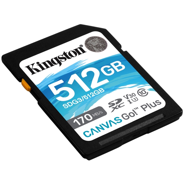 მეხსიერების ბარათი Kingston SDG3/512GB, 512GB, SDXC, C10, UHS-I, Black