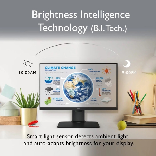 მონიტორი Benq 9H.LHWLA.TPE GW2480T, 23.8", Monitor, FHD, LED, IPS, HDMI, VGA, DP, Black