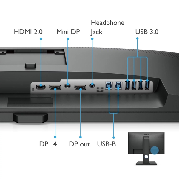 მონიტორი Benq PD2700U, 27", Monitor, UHD, IPS, LED, DP, HDMI, Black