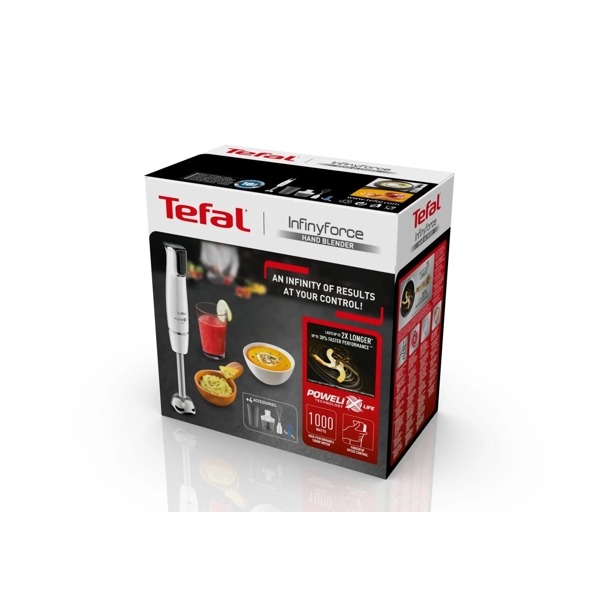 ხელის ბლენდერი Tefal HB944138, 1000W, 0.8L, Blender, White