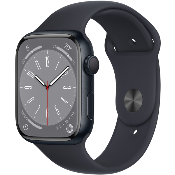 სმარტ საათი Apple MNP13RB/A Watch Series 8, 1,9", IPX6 Waterproof, Bluetooth, Wi-Fi, Smart Watch, Midnight