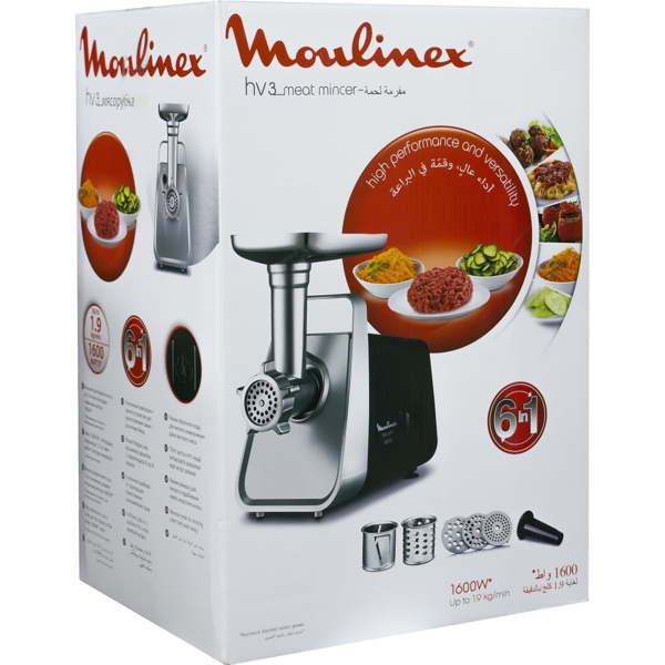 ხორცსაკეპი Moulinex ME306832, 1600W, Meat Grinder, Black/Silver