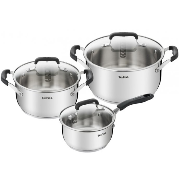 ქვაბების ნაკრები Tefal E493S674, 3in1, 16cm, 20cm, 24cm, Silver