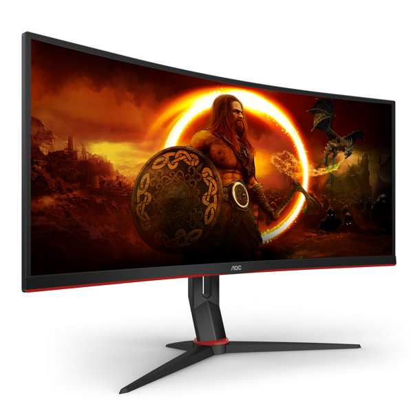 მონიტორი AOC CU34G2X/BK, 34", Curved Monitor, WQHD, WLED, VA, HDMI, DP, USB, Black/Red