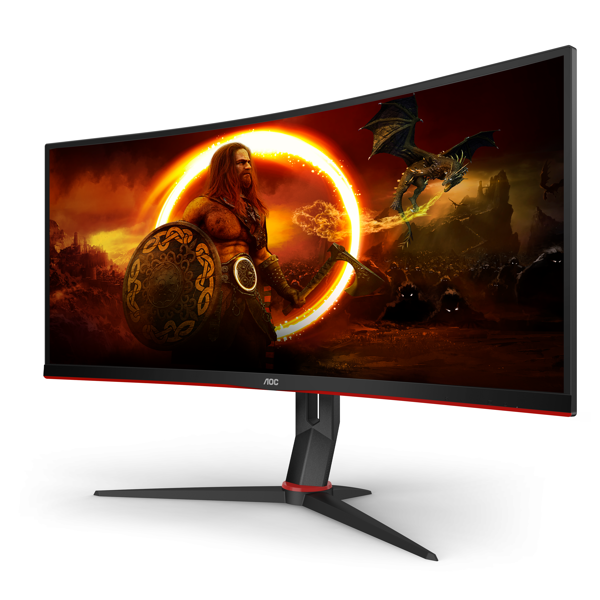 მონიტორი AOC CU34G2X/BK, 34", Curved Monitor, WQHD, WLED, VA, HDMI, DP, USB, Black/Red