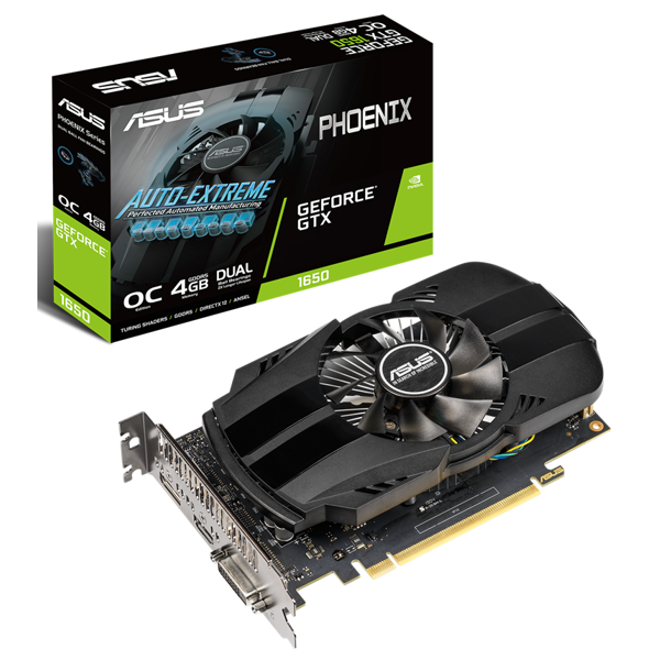 ვიდეო დაფა 90YV0CV0-M0NA00 Gaming GeForce GTX1650 OC Phoenix, 4GB, 128bit, HDMI, DP, DVI-D, Black