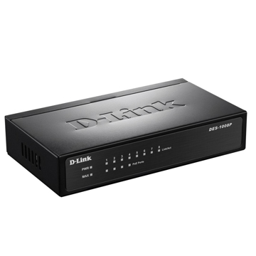 სვიჩი D-Link DES-1008P/C1A, 8-Port, POE + Switch, Black