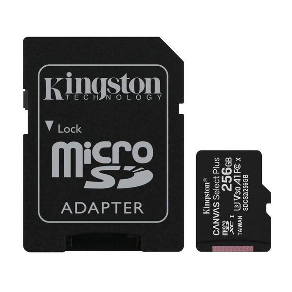 მეხსიერების ბარათი Kingston SDCS2/256GB, 256GB, SDXC, Canvas Select Plus With Adapter, Black