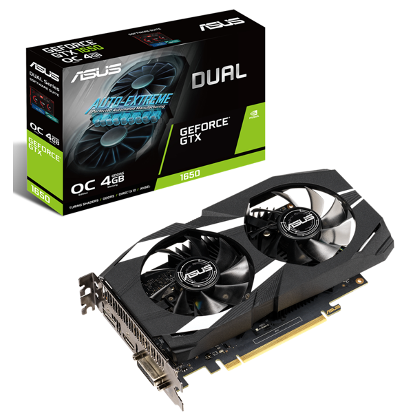 ვიდეო დაფა Asus 90YV0CV2-M0NA00 Gaming GeForce GTX1650 OC, 4GB, 128bit, HDMI, DP, DVI-D, Black