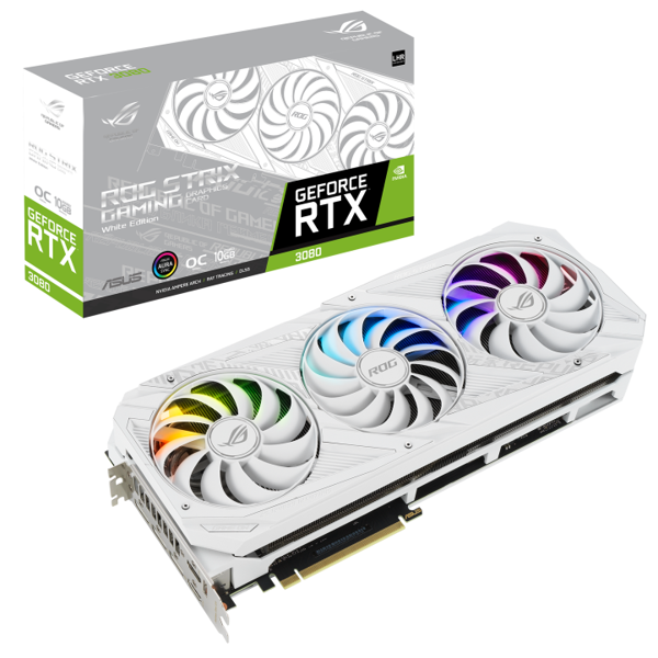 ვიდეო დაფა Asus 90YV0FAA-M0NM00 ROG Strix GeForce RTX3080 V2 OC, 10GB, 320bit, HDMI, DP, White